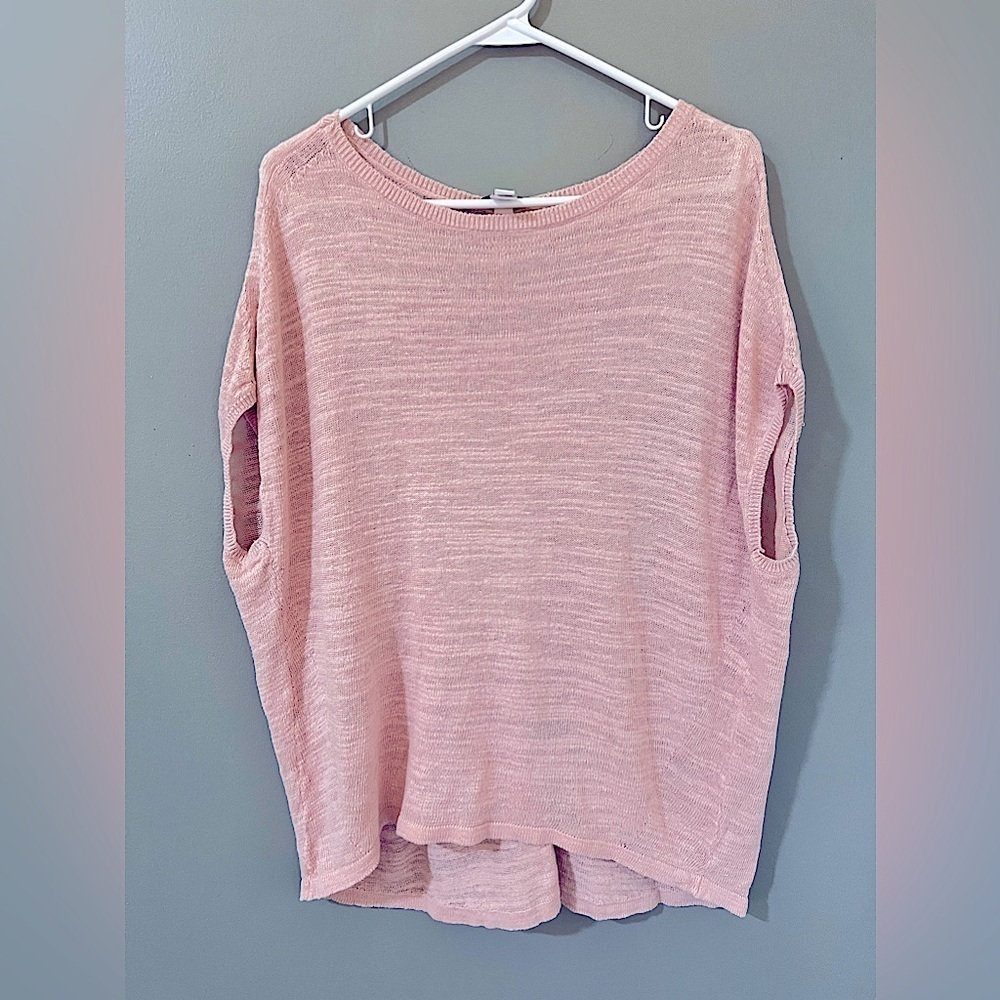 J.Jill linen and Cotten blend blouse oversized knit size medium blush pink